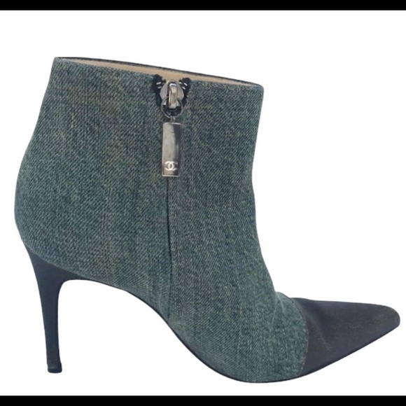 CHANEL Denim Ankle Pointed Toe Booties - Picture 2 of 5